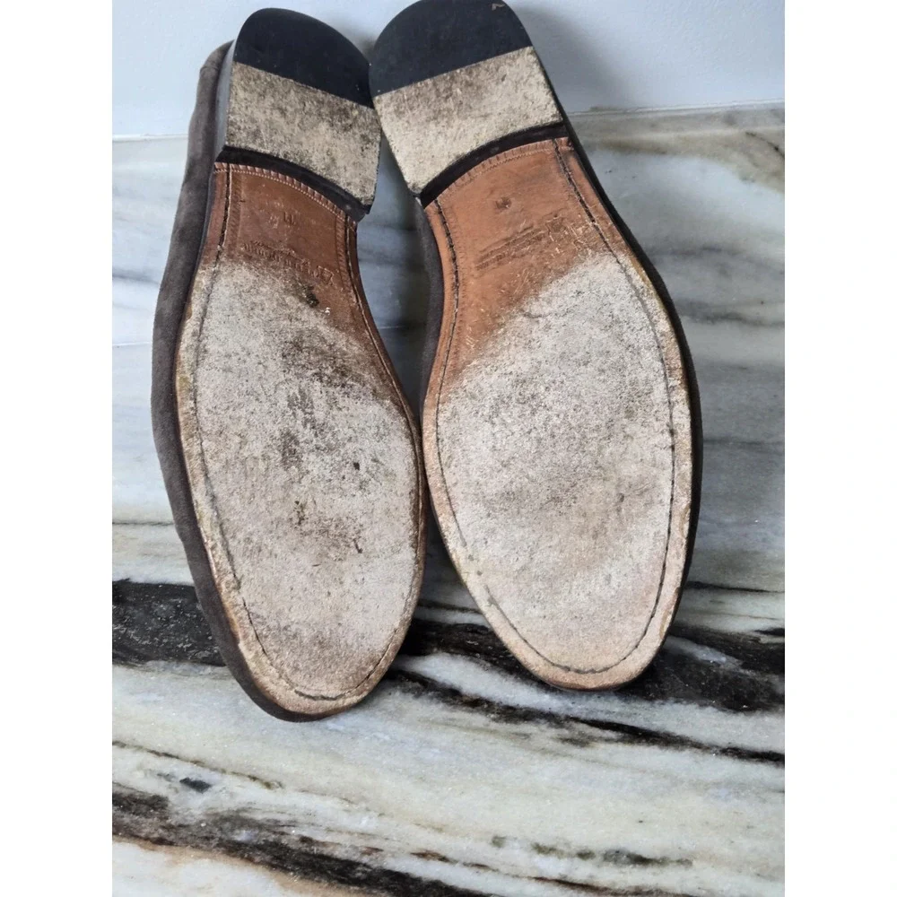 Peter Huber Horsebit Buckle Chocolate Suede Loafers Men's size 11‎